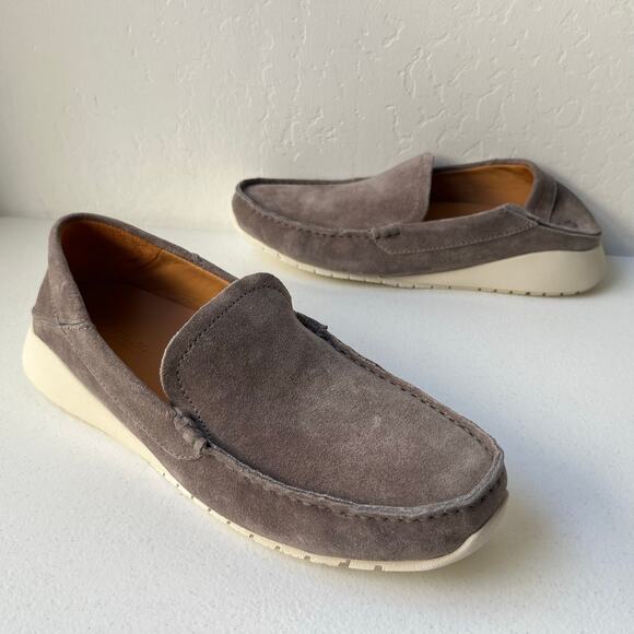 Olukai Ka'a Suede Loafers Men's 9 Gray Drop-In Heel Minimalist Old Money NEW